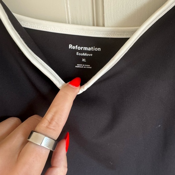 NWT REFORMATION ACTIVE TENNIS DRESS W SHORTS BLACK WHITE SIZE XL - Picture 8 of 9